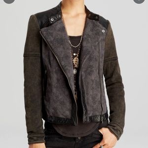 Free People Rugged Pieced Faux Leather Jacket Sz 6